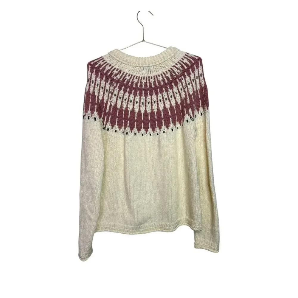 Madewell‎ Fair Isle Keaton Pullover Sweater Women M Cream Alpaca Blend Mock Neck